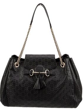 Gucci Black Guccissima Emily Chain Shoulder